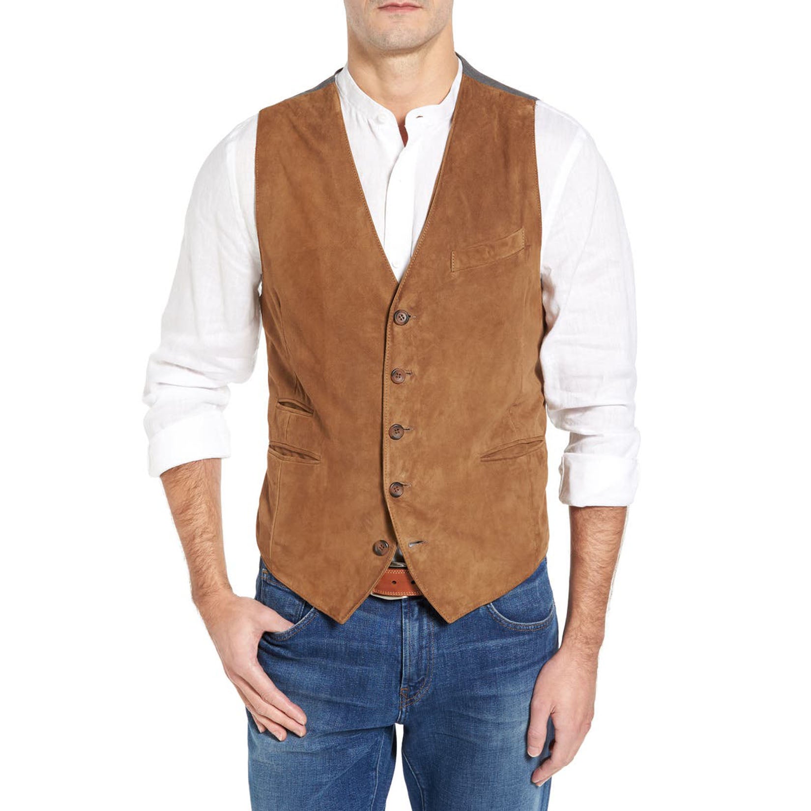Men's khaki suede vest