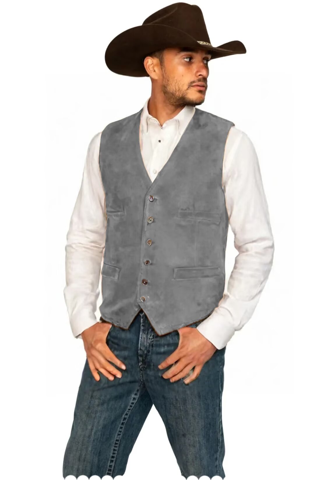 Men's gray suede vest
