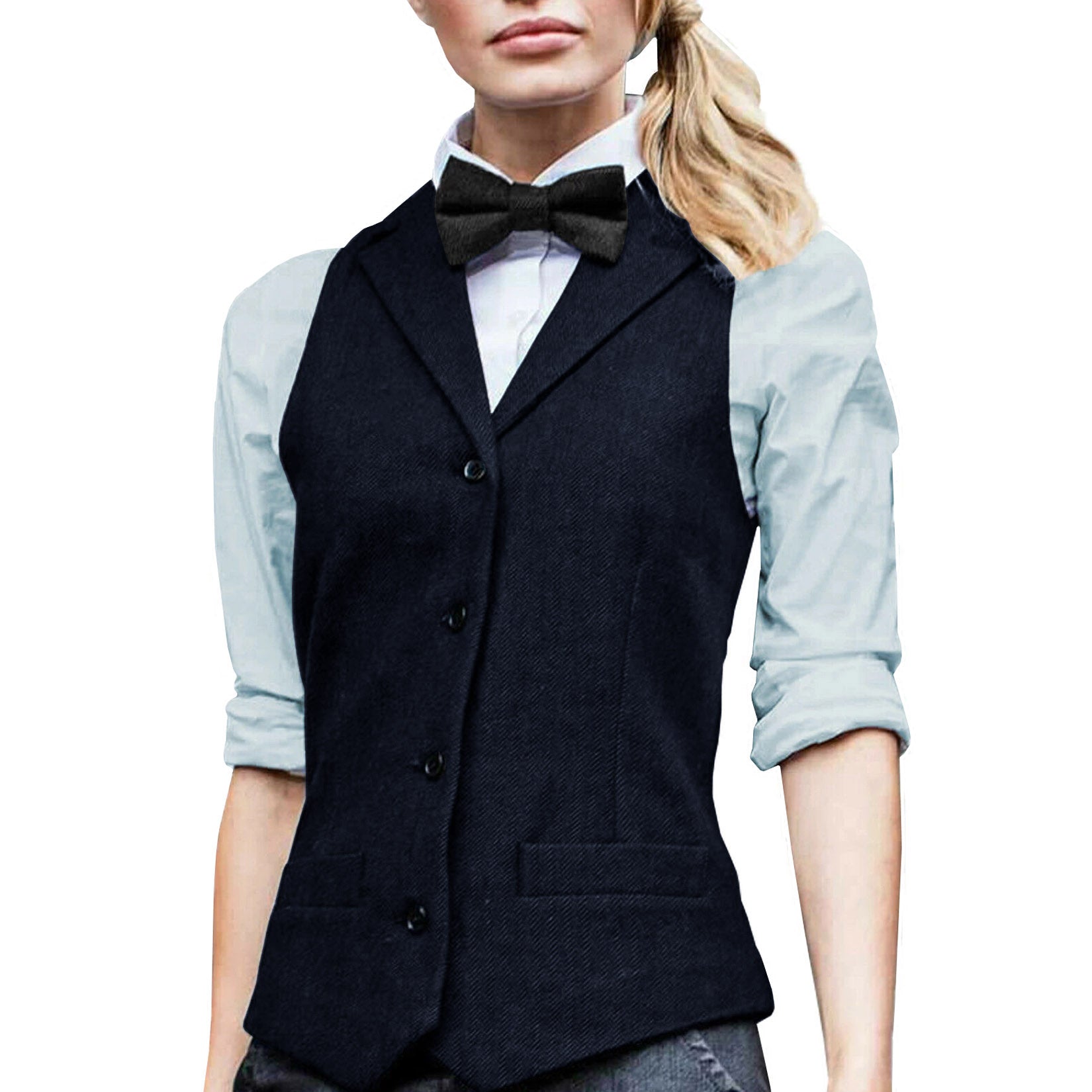 Women's navy tweed vest