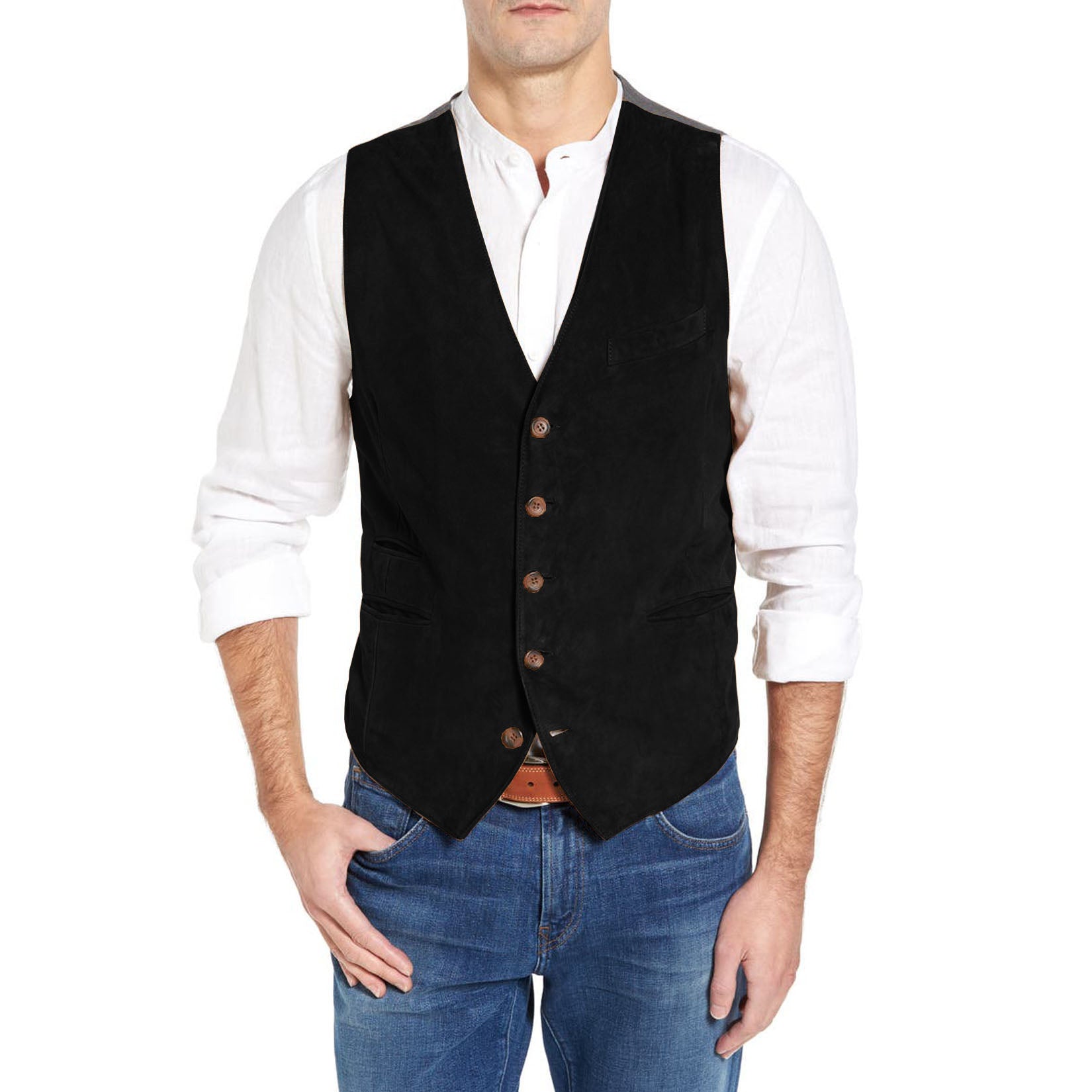 Men's black suede vest