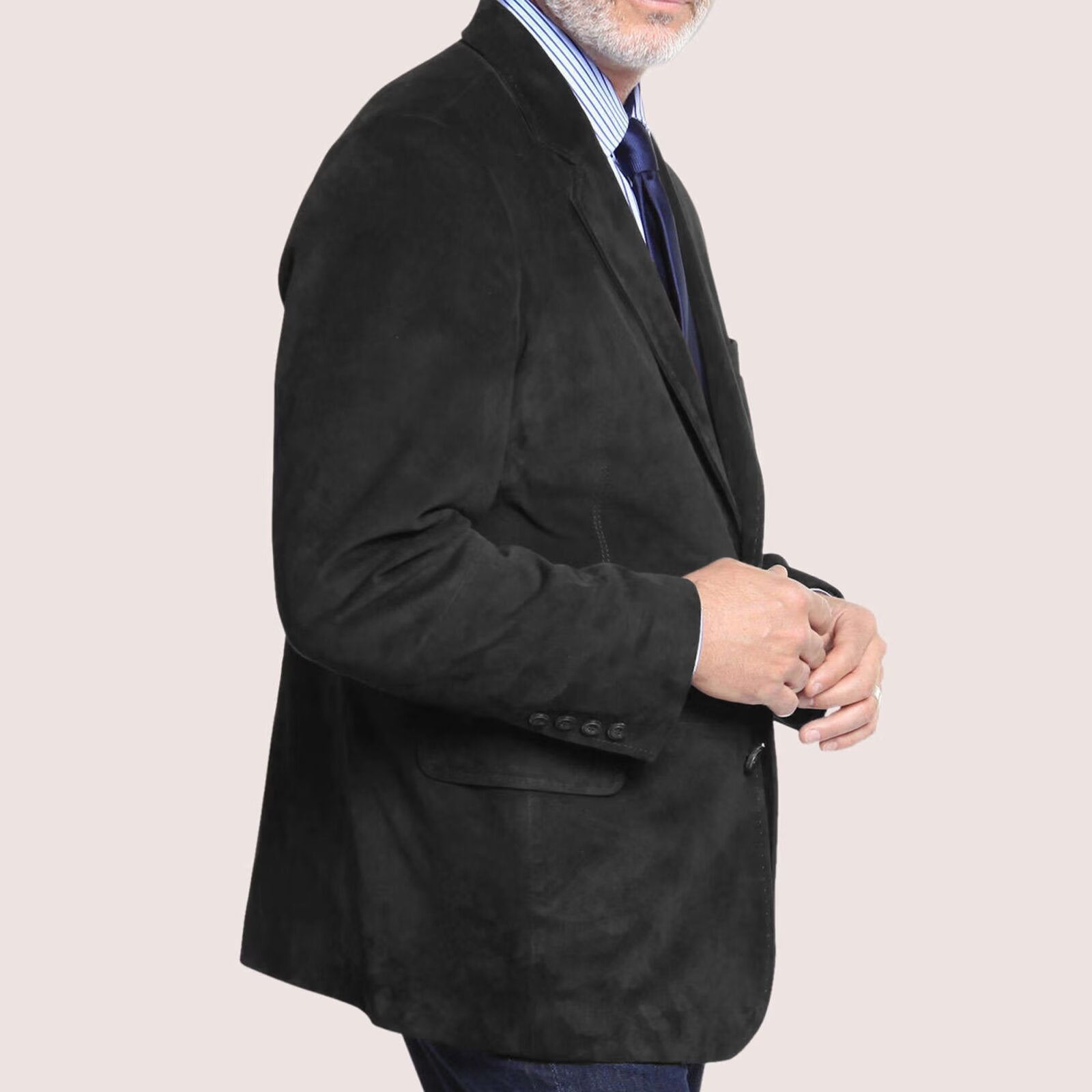 men's suede blazer in dark grey
