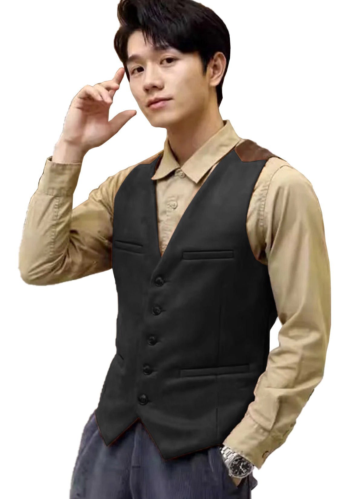 Men's black suede vest