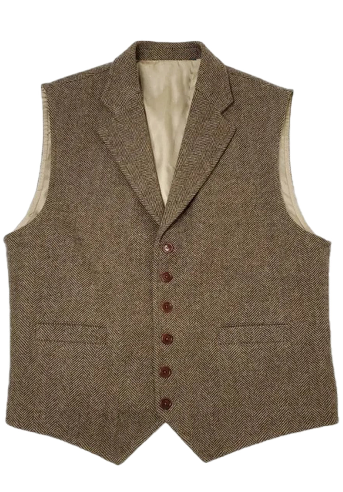 Men's khaki tweed vest