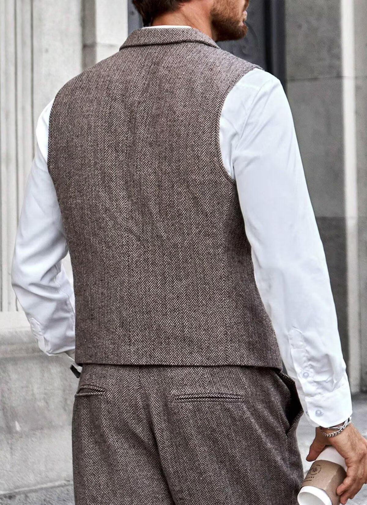 Men's gray tweed vest