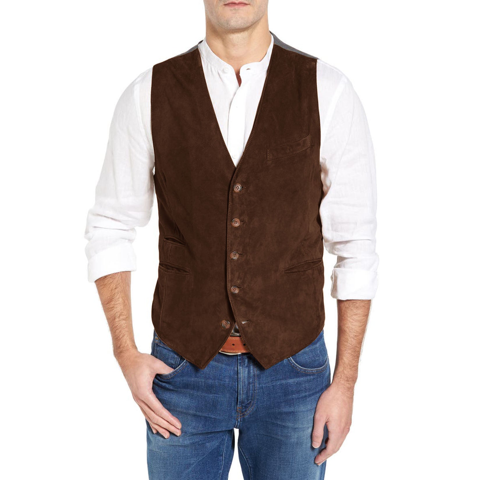 Men's brown suede vest