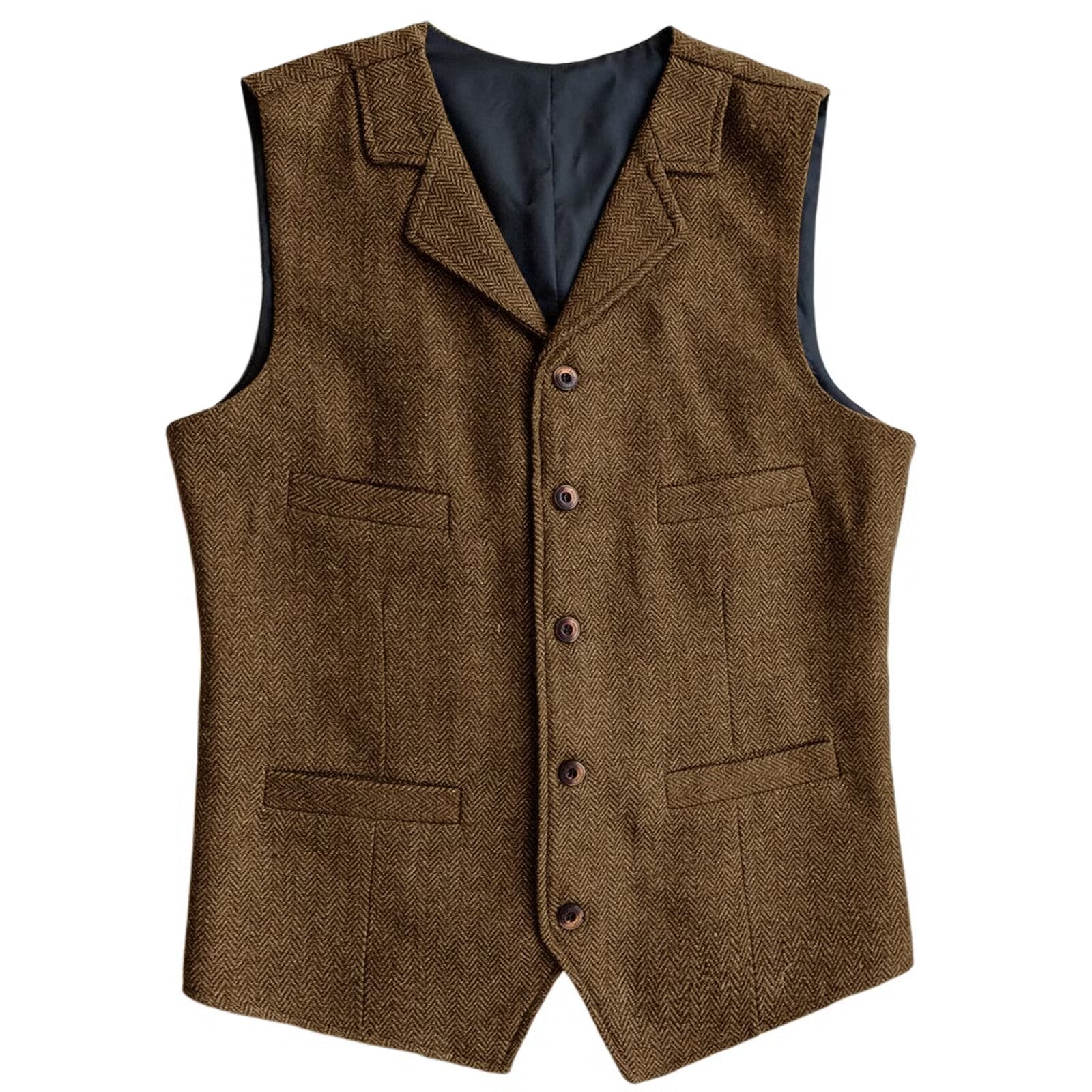 Men's khaki tweed vest