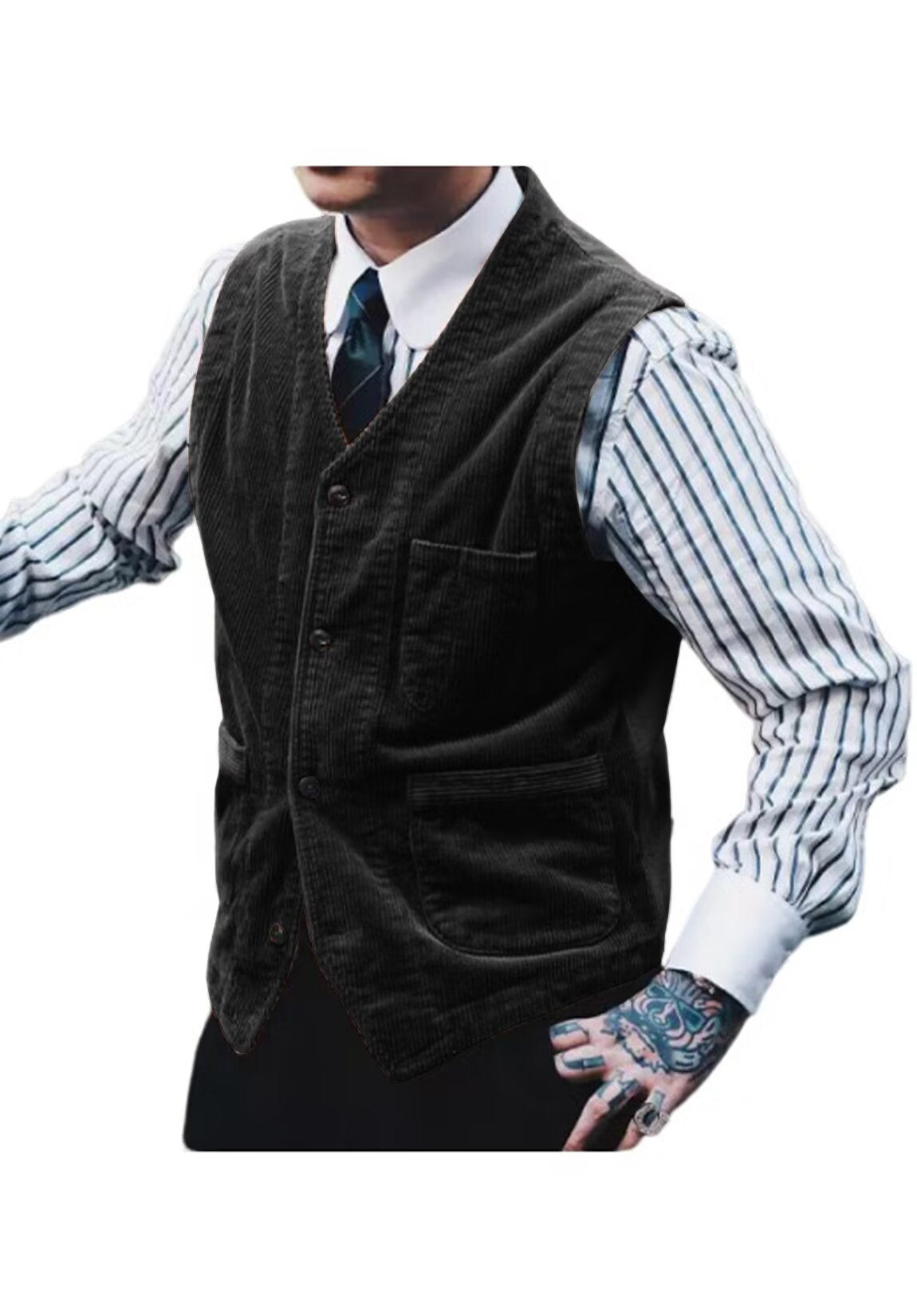 Men's black corduroy vest