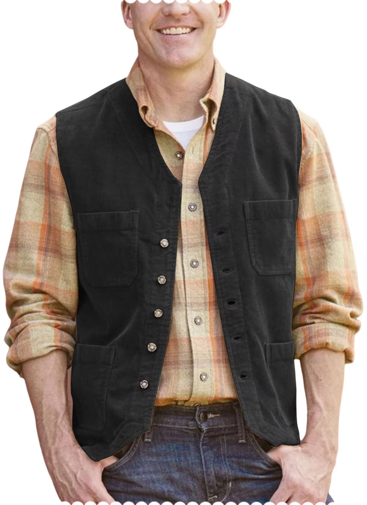 Men's black corduroy vest