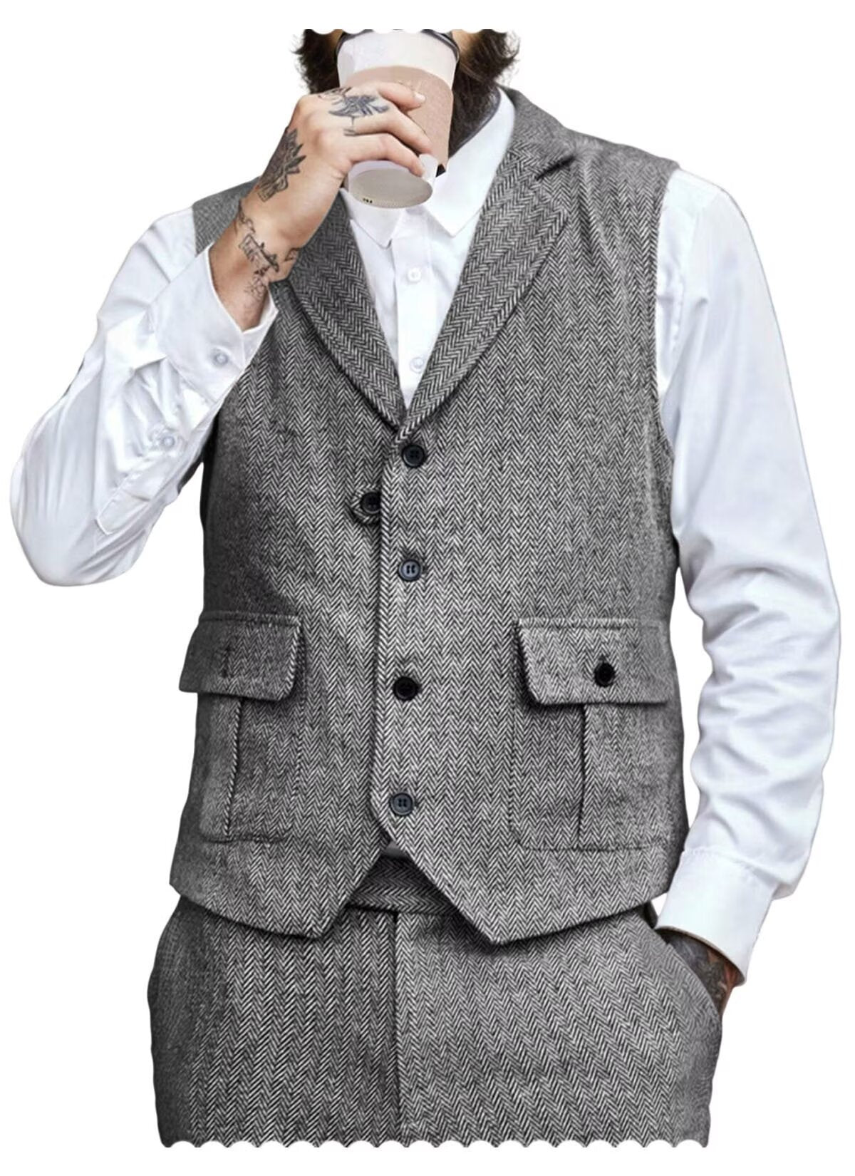 Men's gray tweed vest