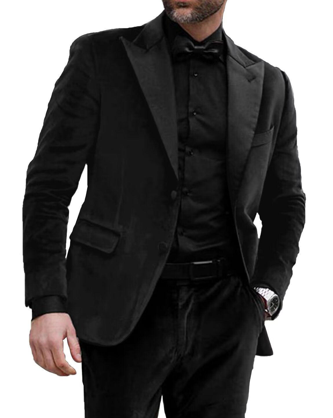 Men's black velvet jacket|Slim Fit Suits Jacket
