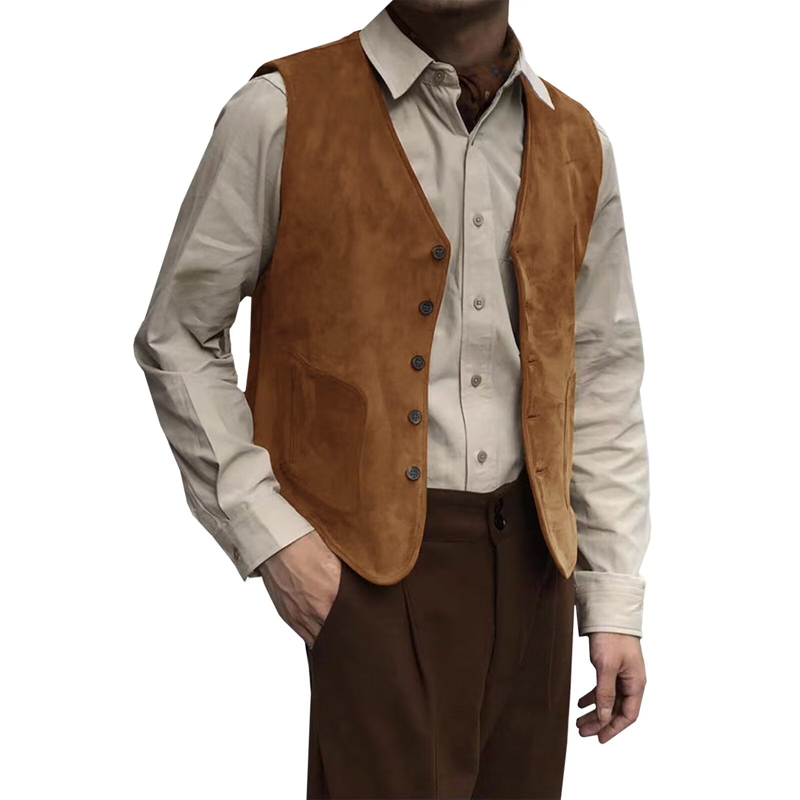 Men's khaki suede vest