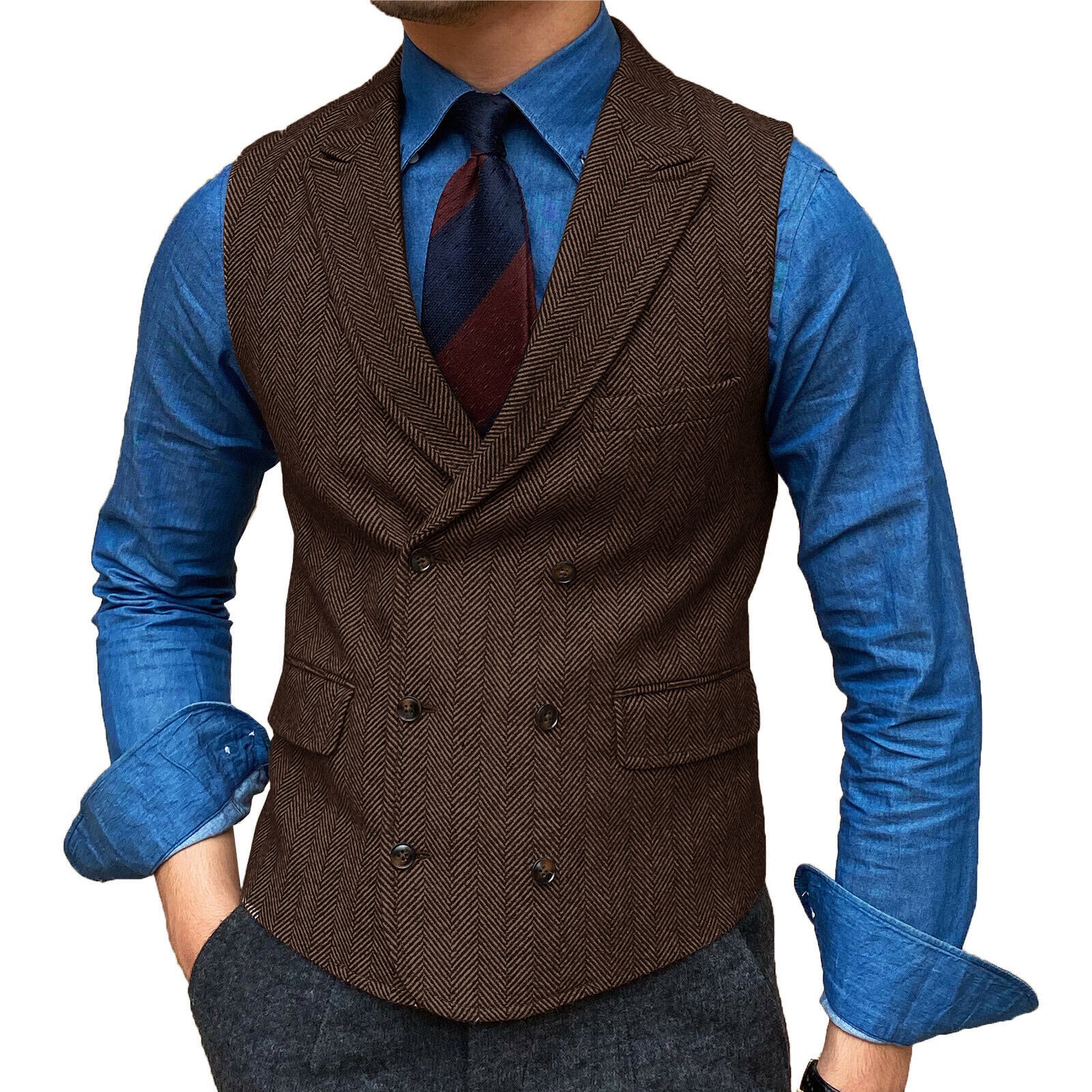 Men's brown tweed vest