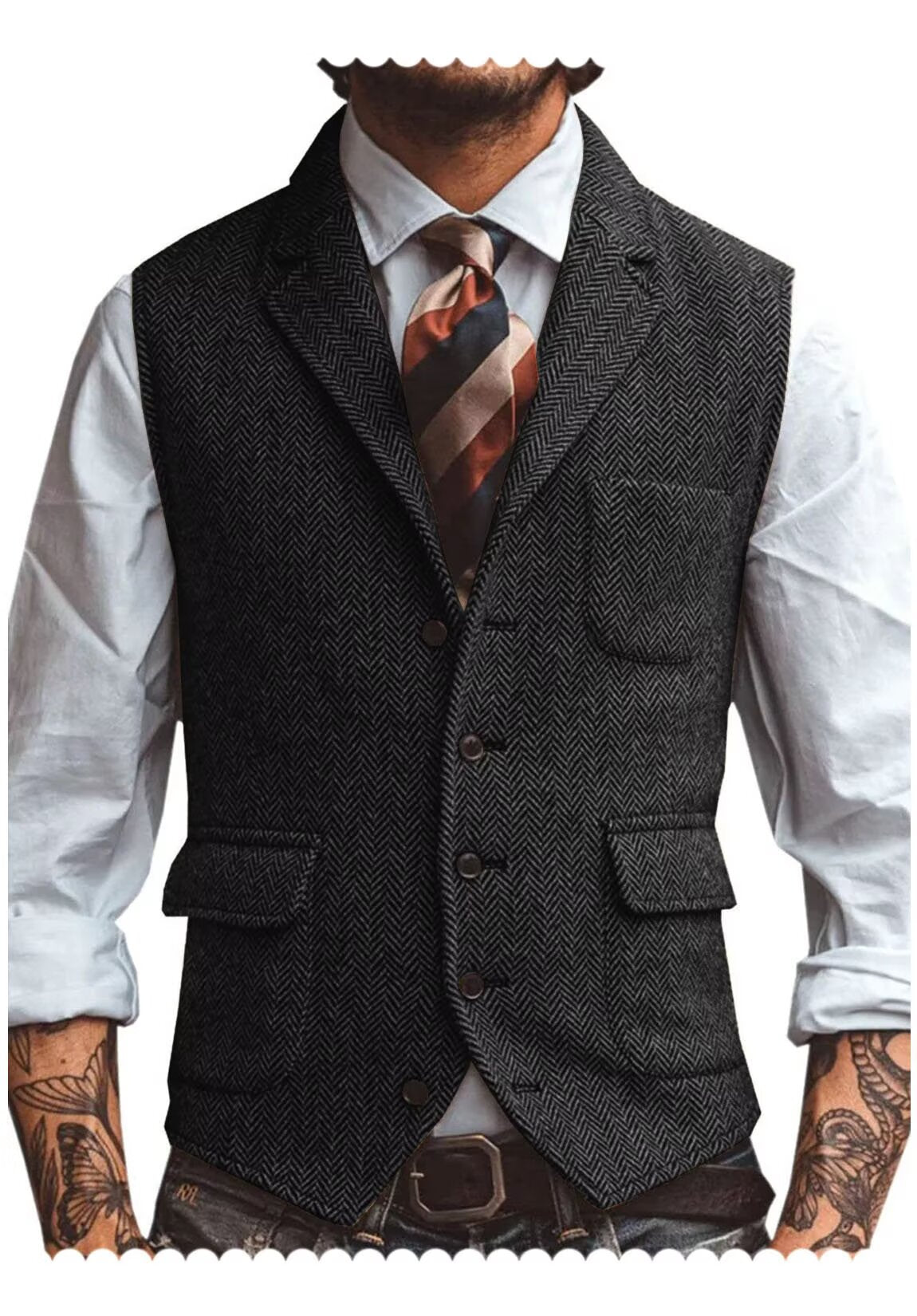 Men's black tweed vest