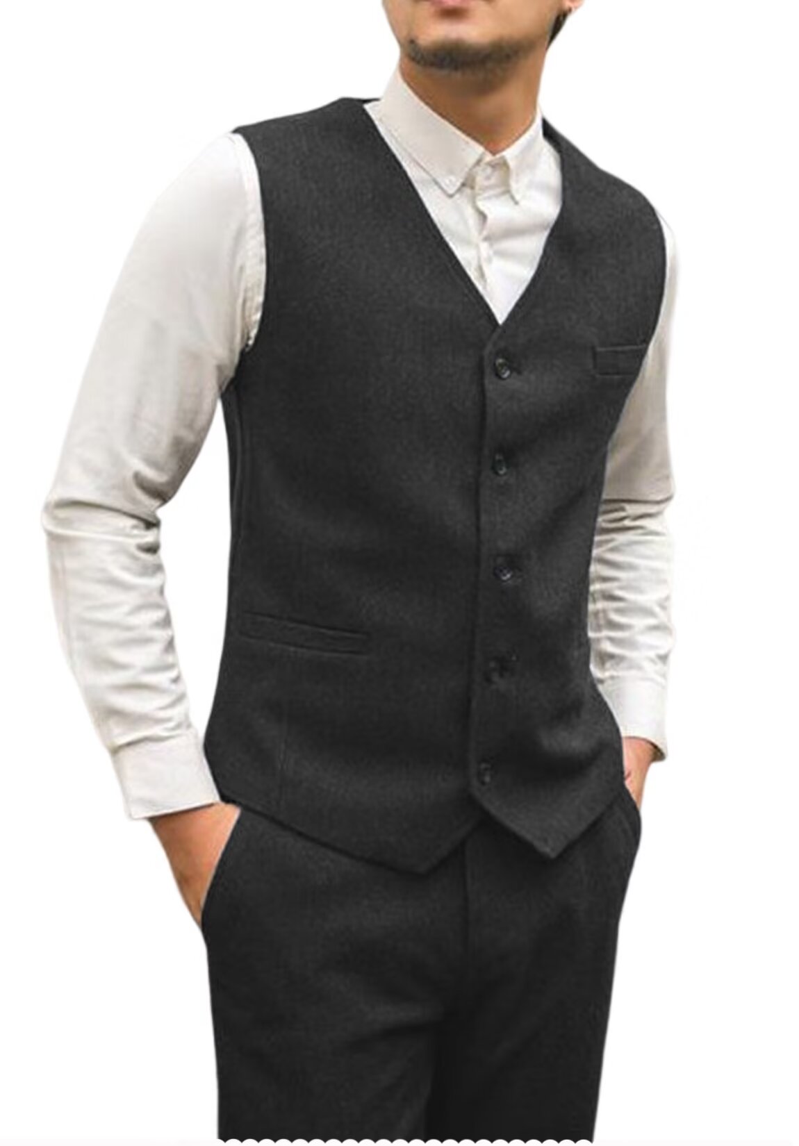 Men's black tweed vest