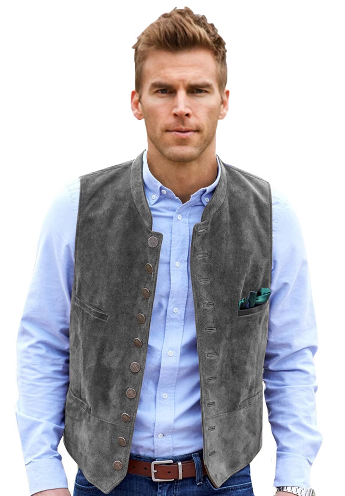 Men's gray suede vest