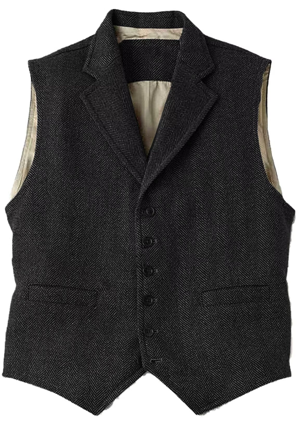 Men's black tweed vest