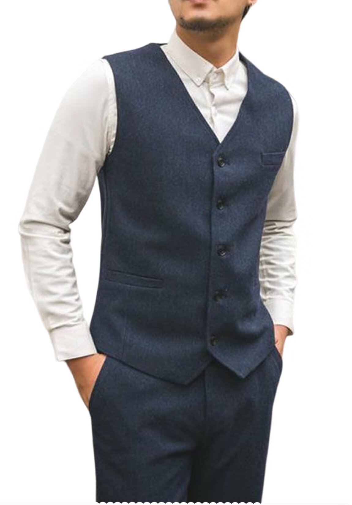 Men's blue tweed vest