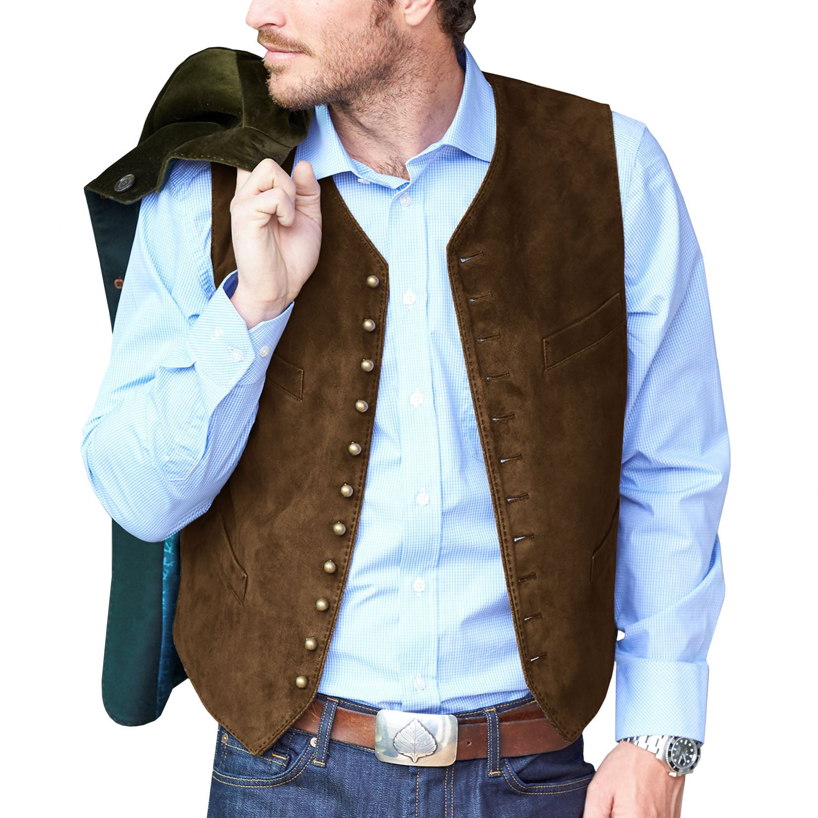 Men's brown suede vest