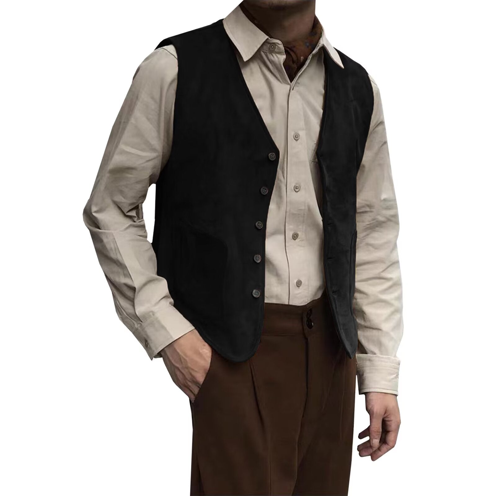 Men's black suede vest 