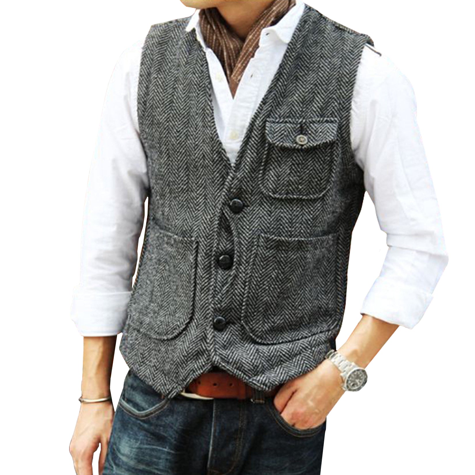Men's gray tweed vest  