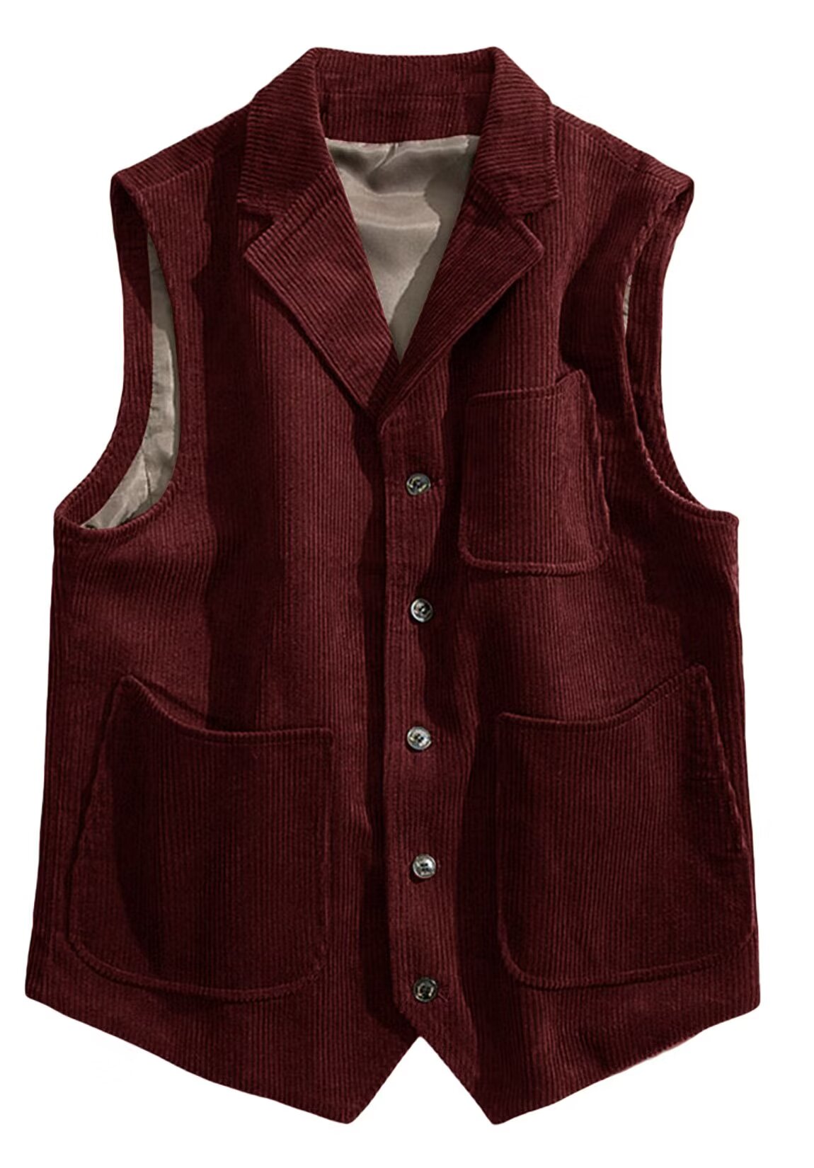 Men's burgundy corduroy vest 
