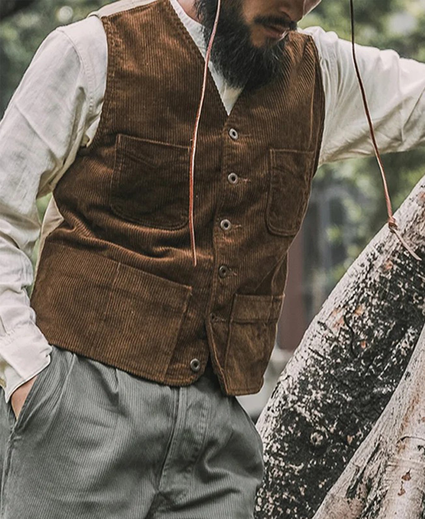 Men's navy blue corduroy vest 