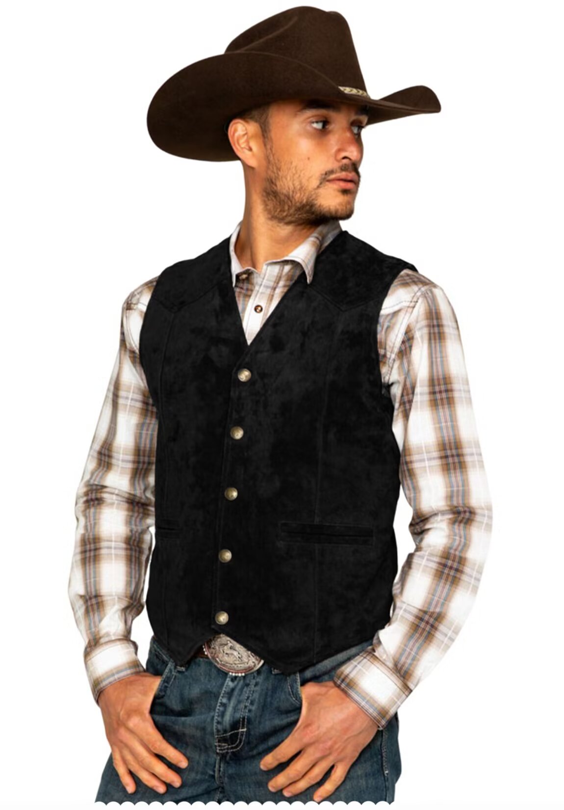 Men's black suede vest 