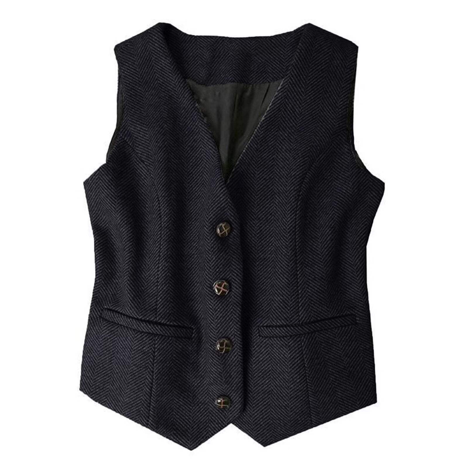 Women's navy tweed vest 