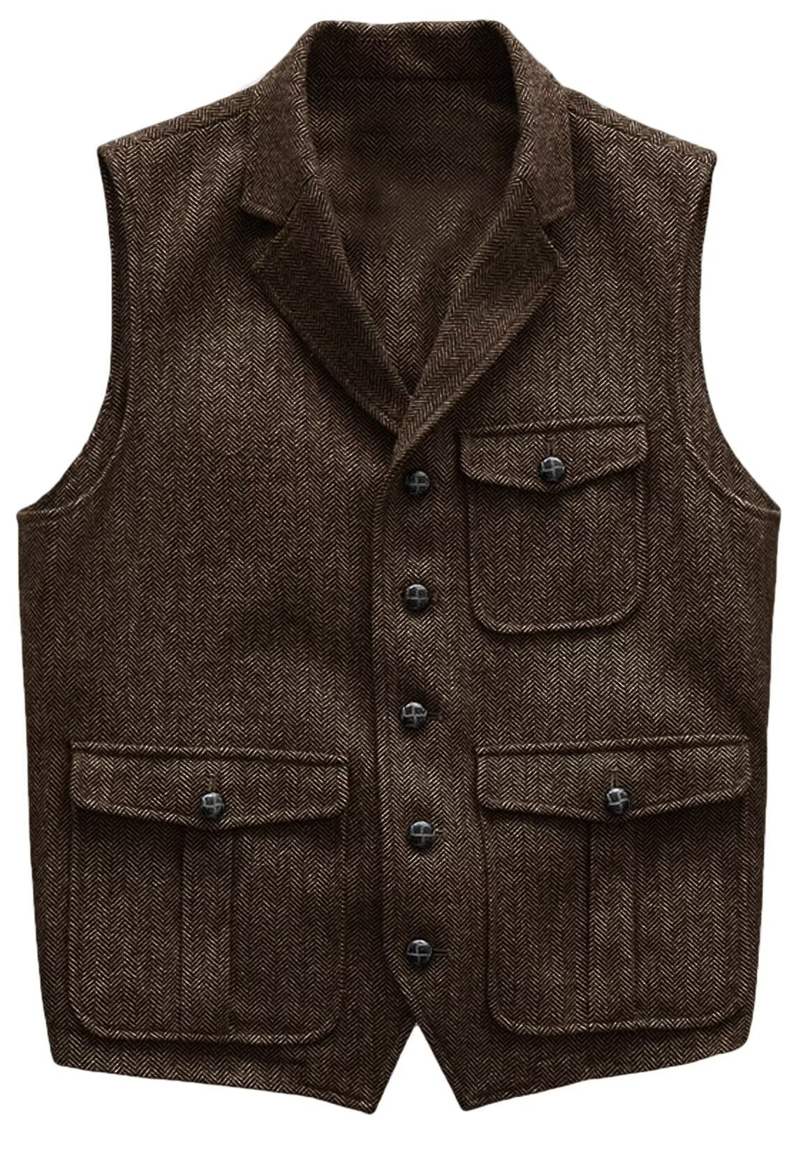 Men's brown tweed vest 