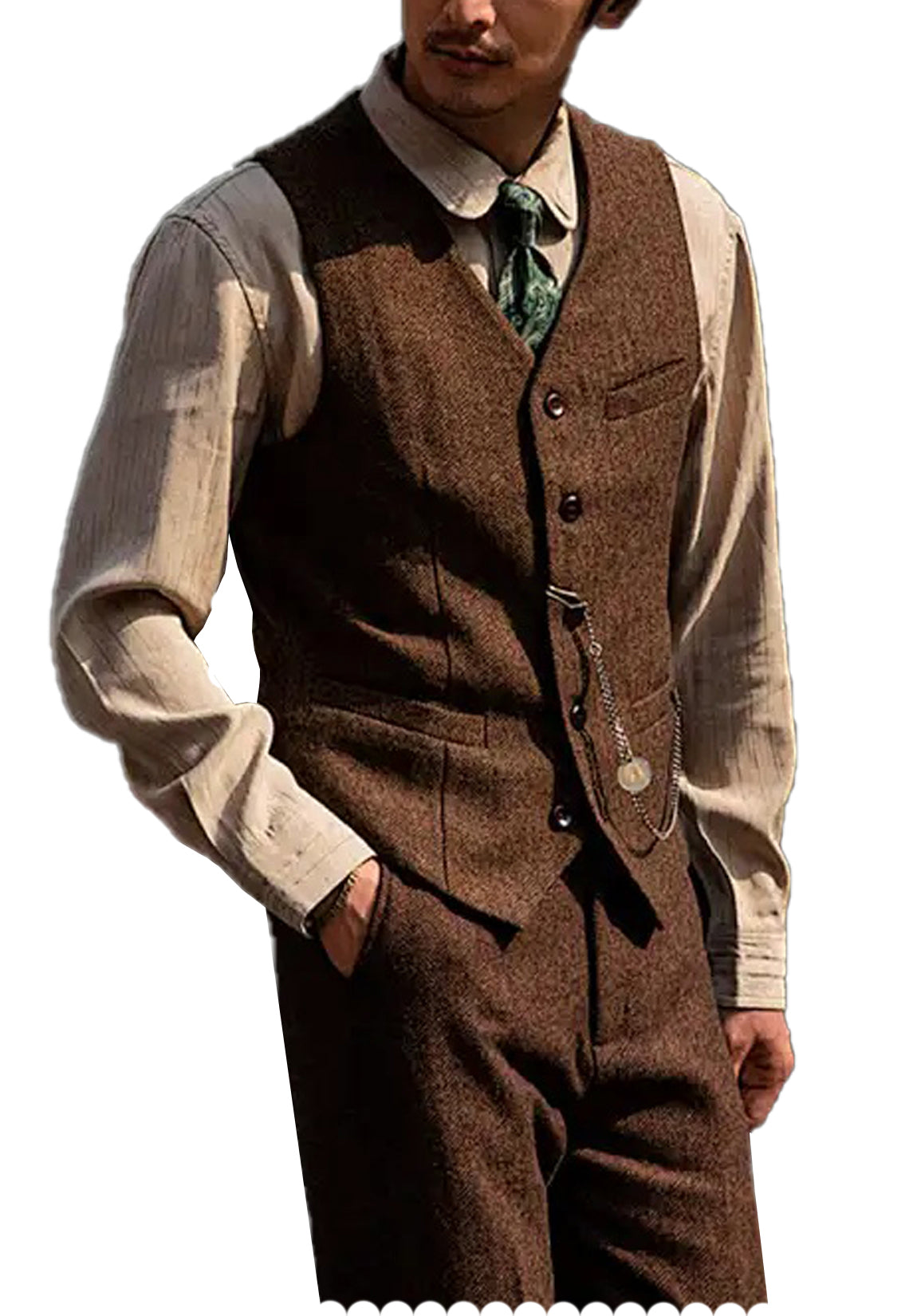 Men's brown tweed vest 