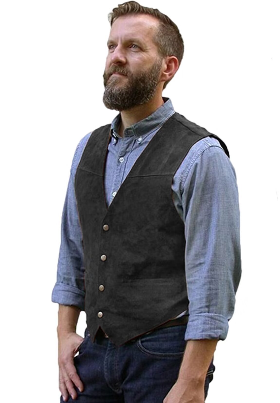 Men's black suede vest 