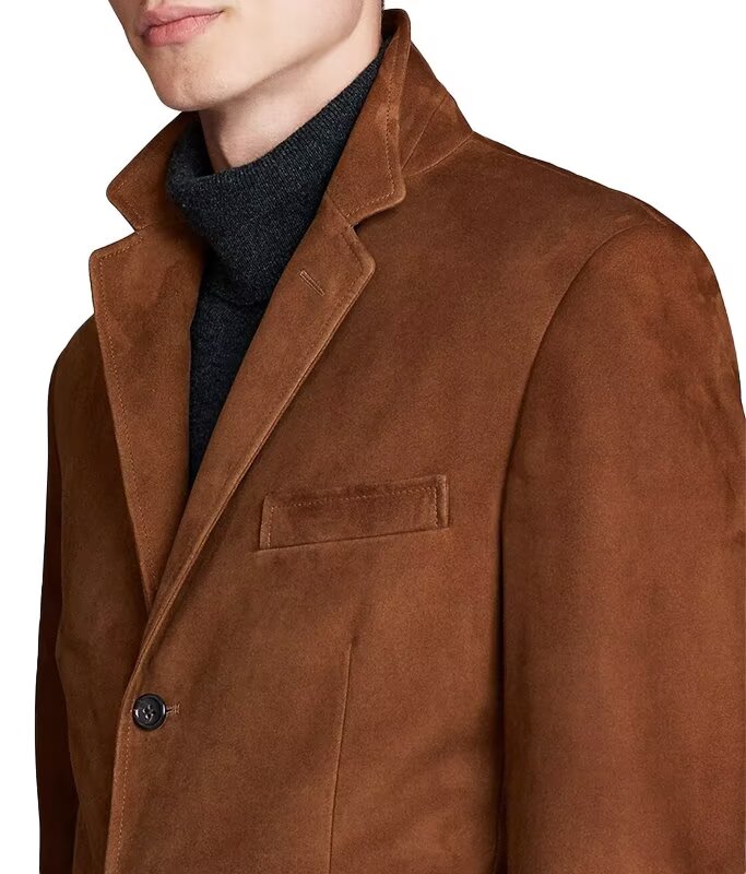 men's suede blazer in dark grey