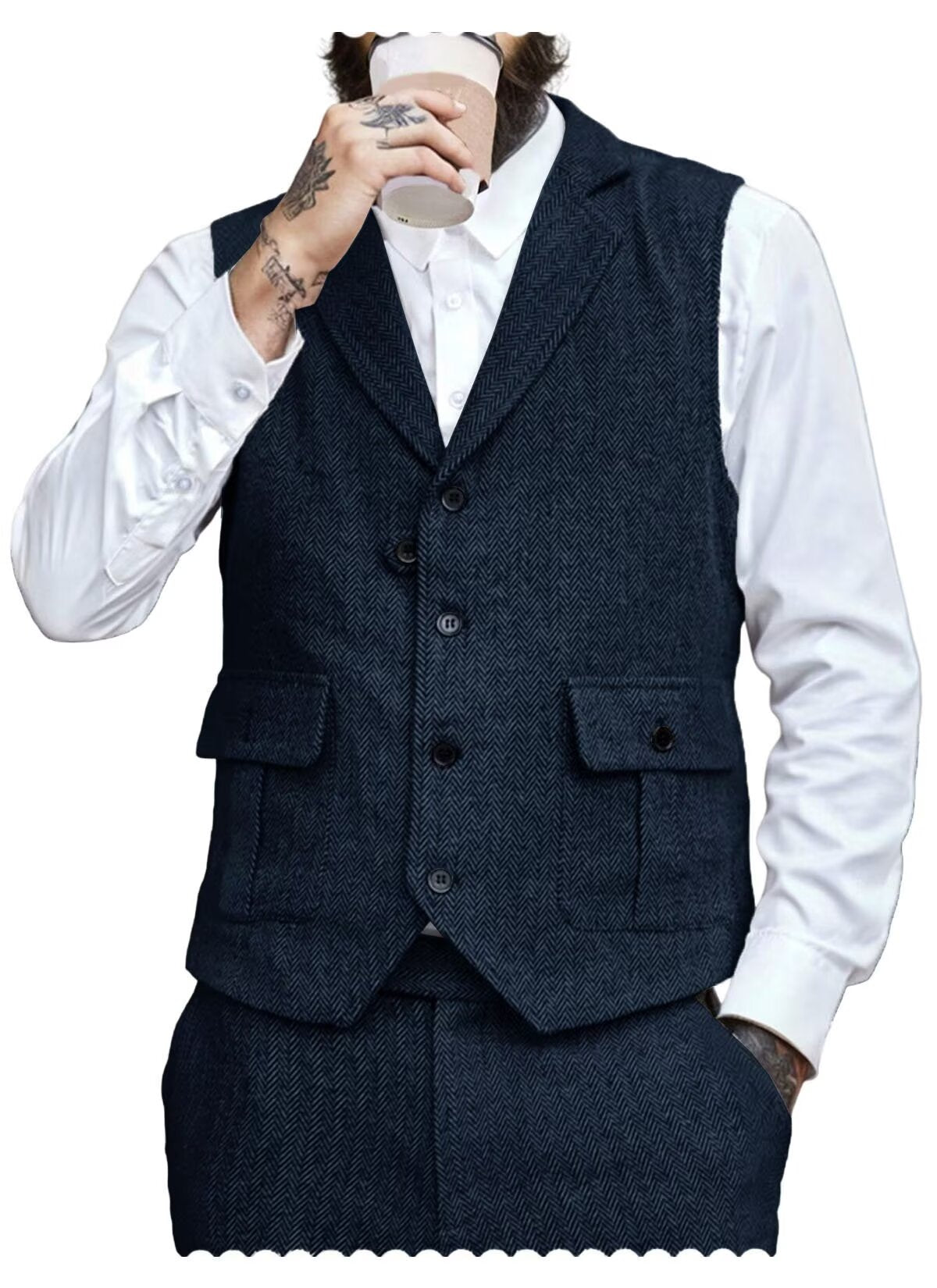Men's navy tweed vest 