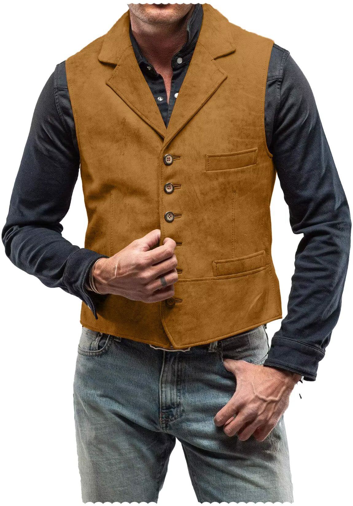Men's khaki suede vest 