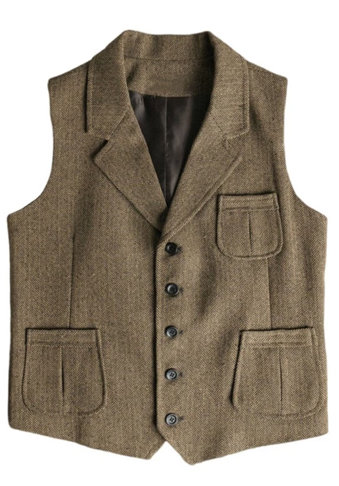 Men's khaki tweed vest