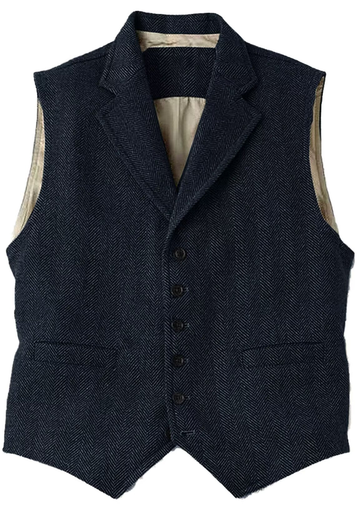 Men's navy tweed vest 