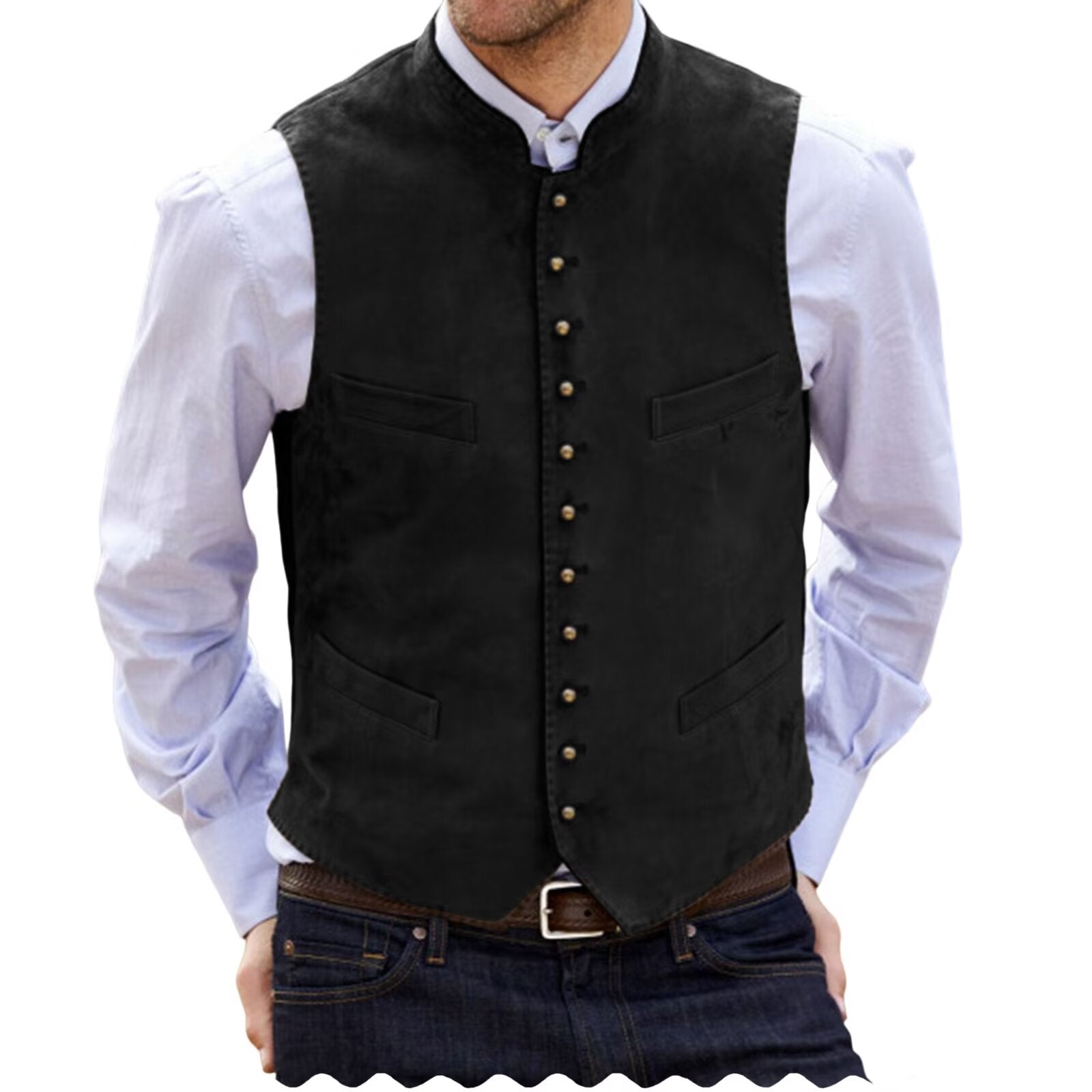 Men's black suede vest 