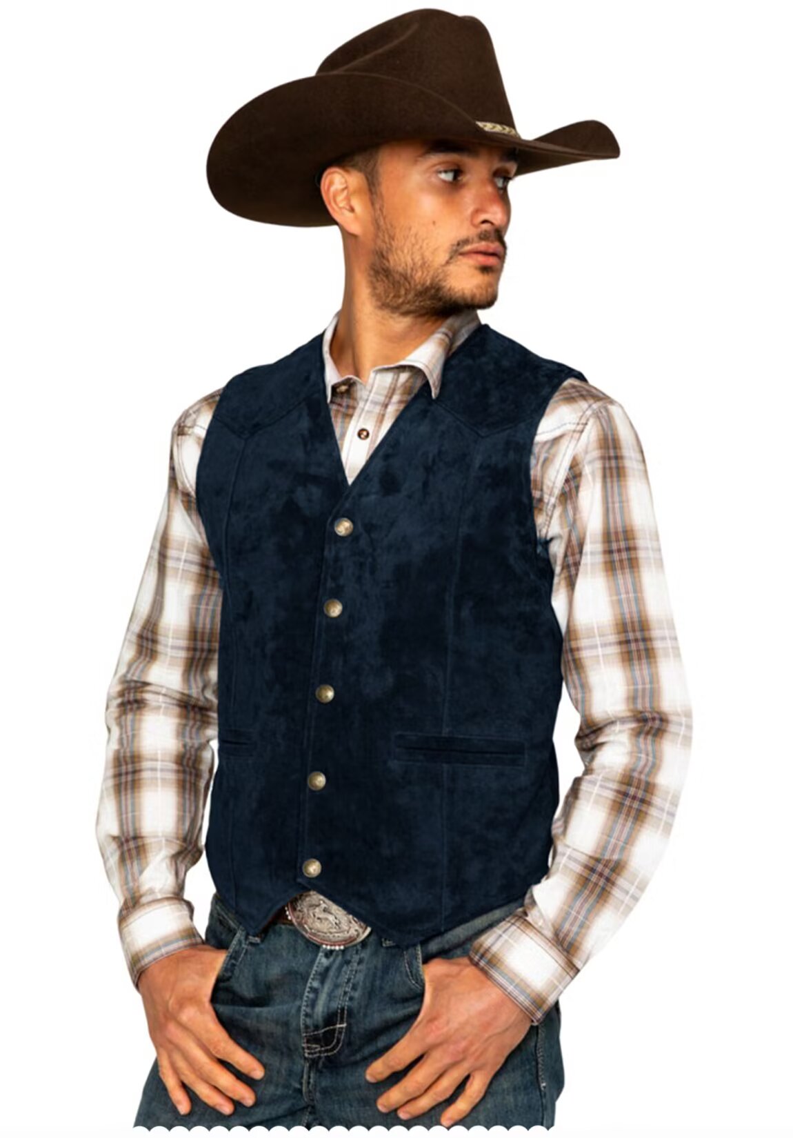 Men's navy suede vest 