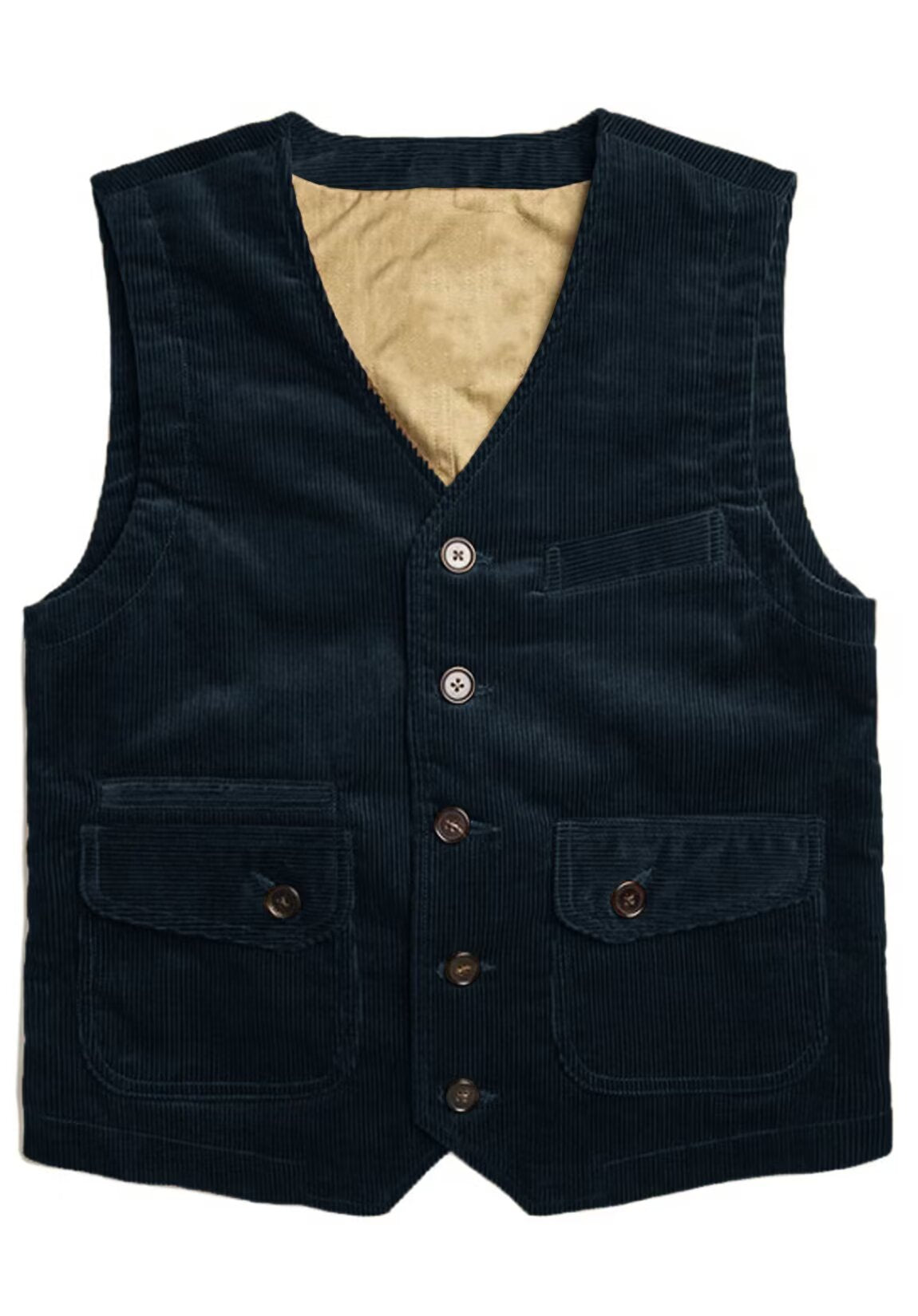 Men's navy blue corduroy vest 