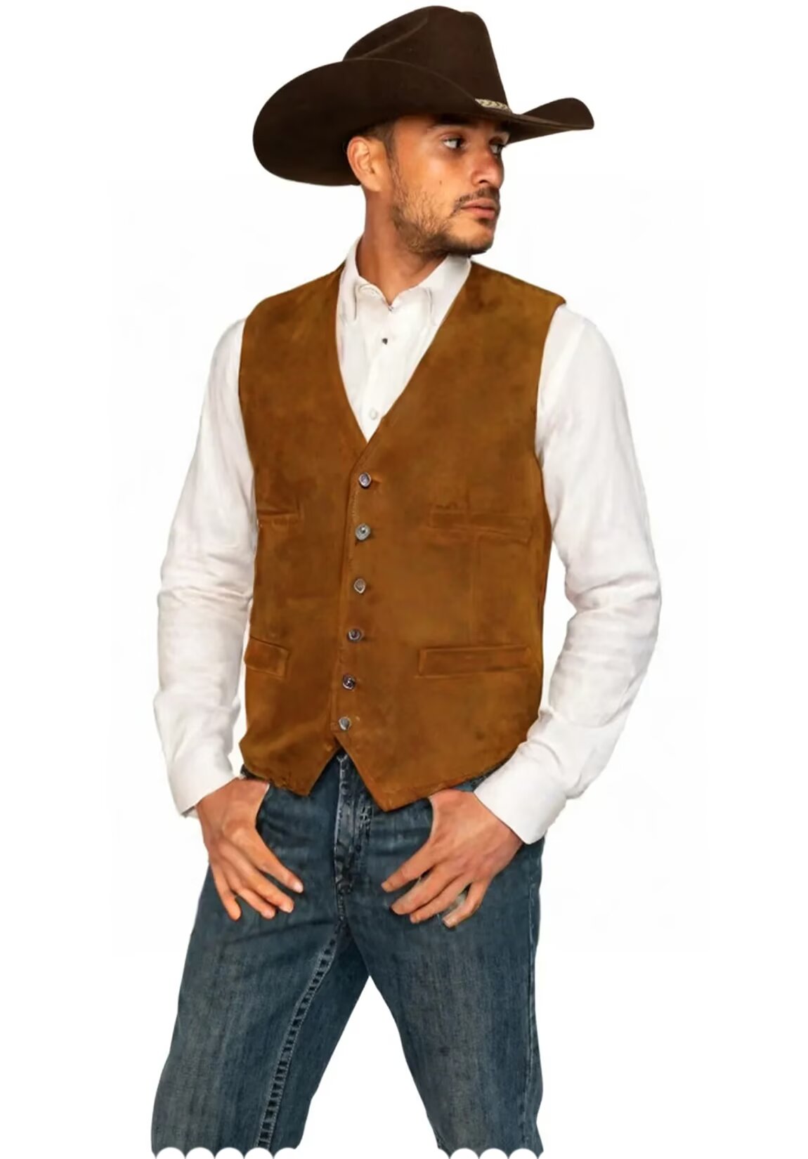 Men's khaki suede vest 