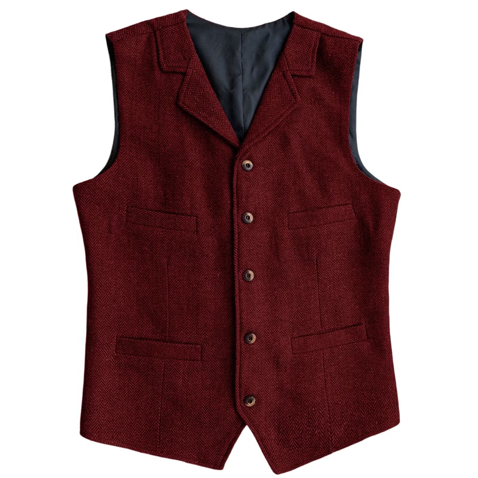 Men's burgundy tweed vest