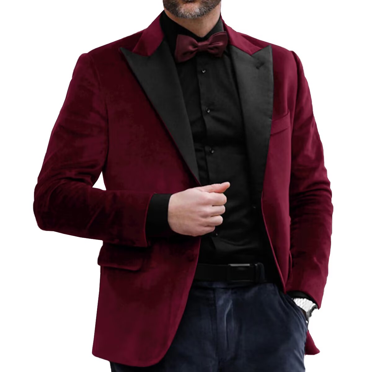 Men's Burgundy Velvet Jacket