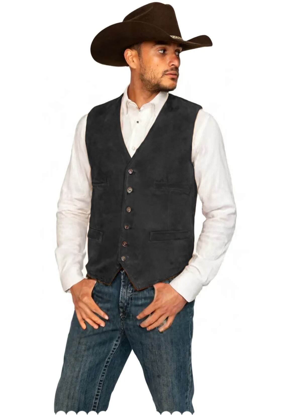 Men's black suede vest 