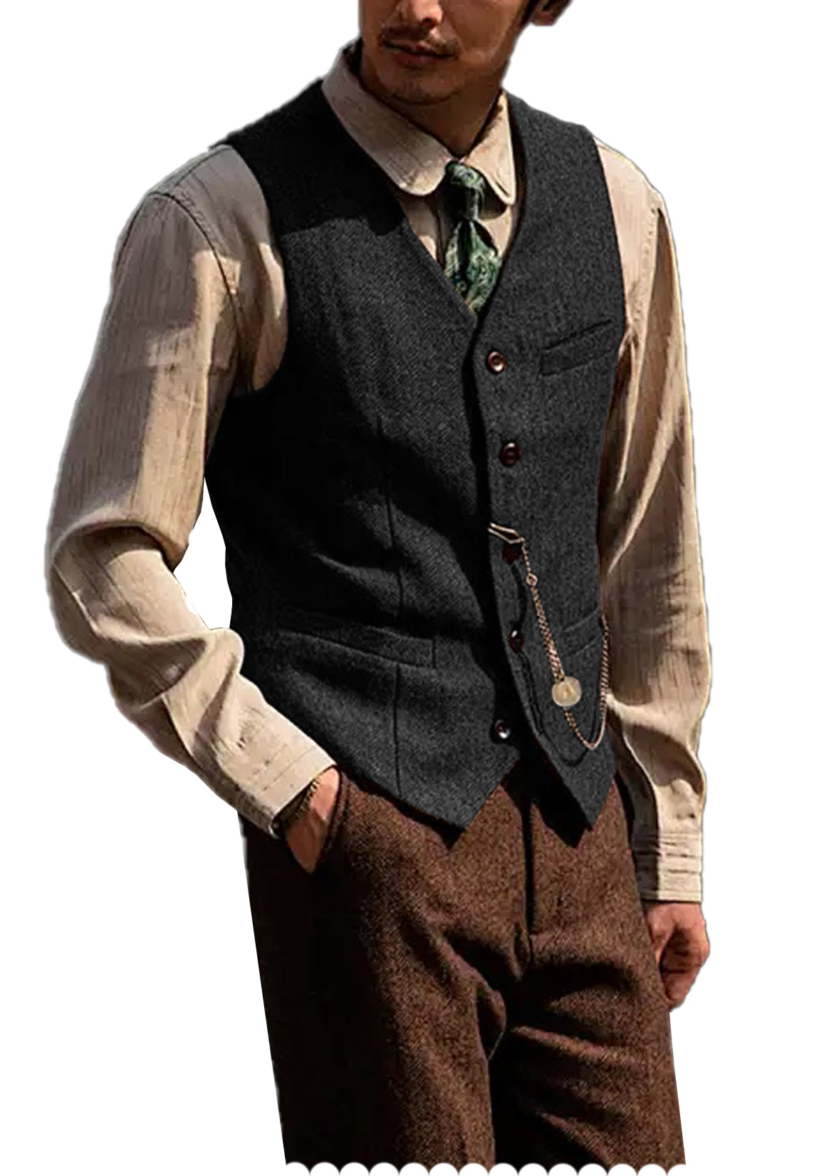 Men's black tweed vest