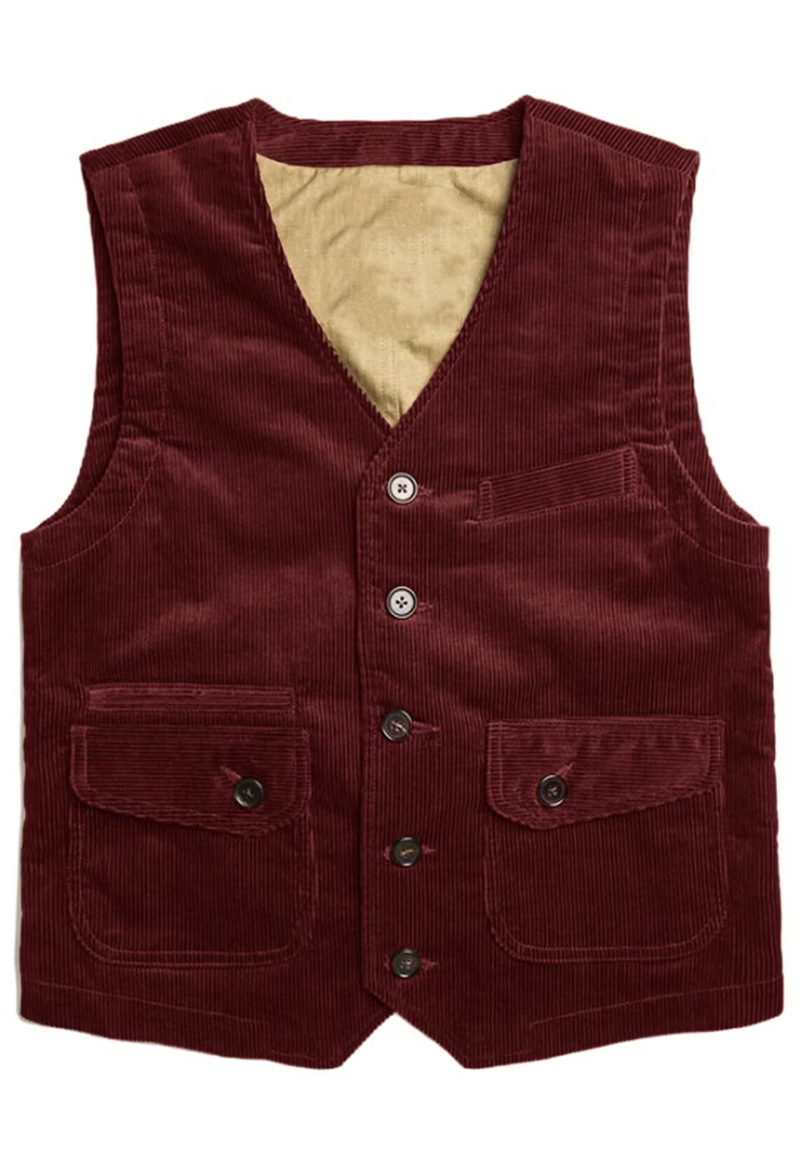 Men's burgundy corduroy vest 