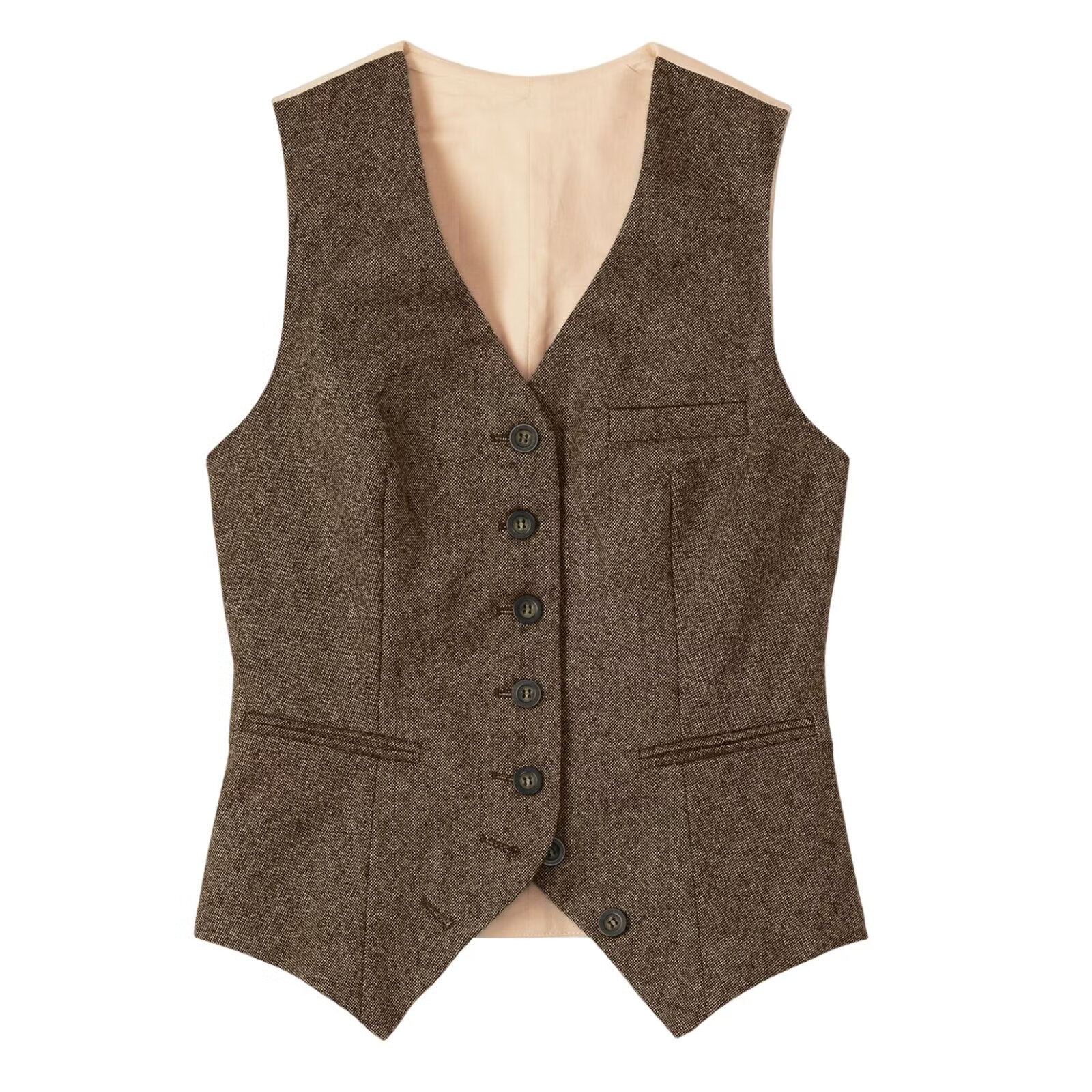 Women's khaki tweed vest 