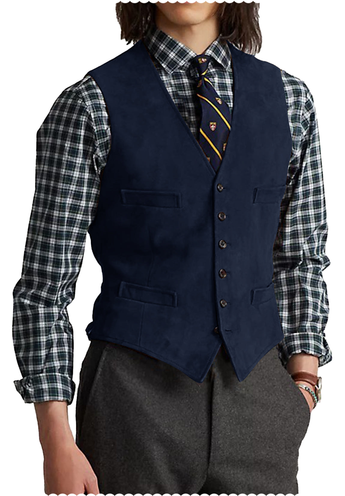 Men's navy suede vest 