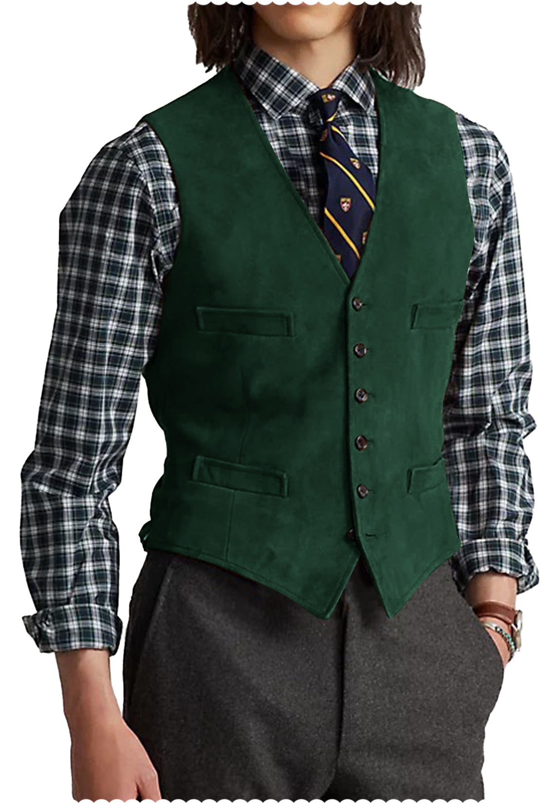 Men's dark gray suede vest 