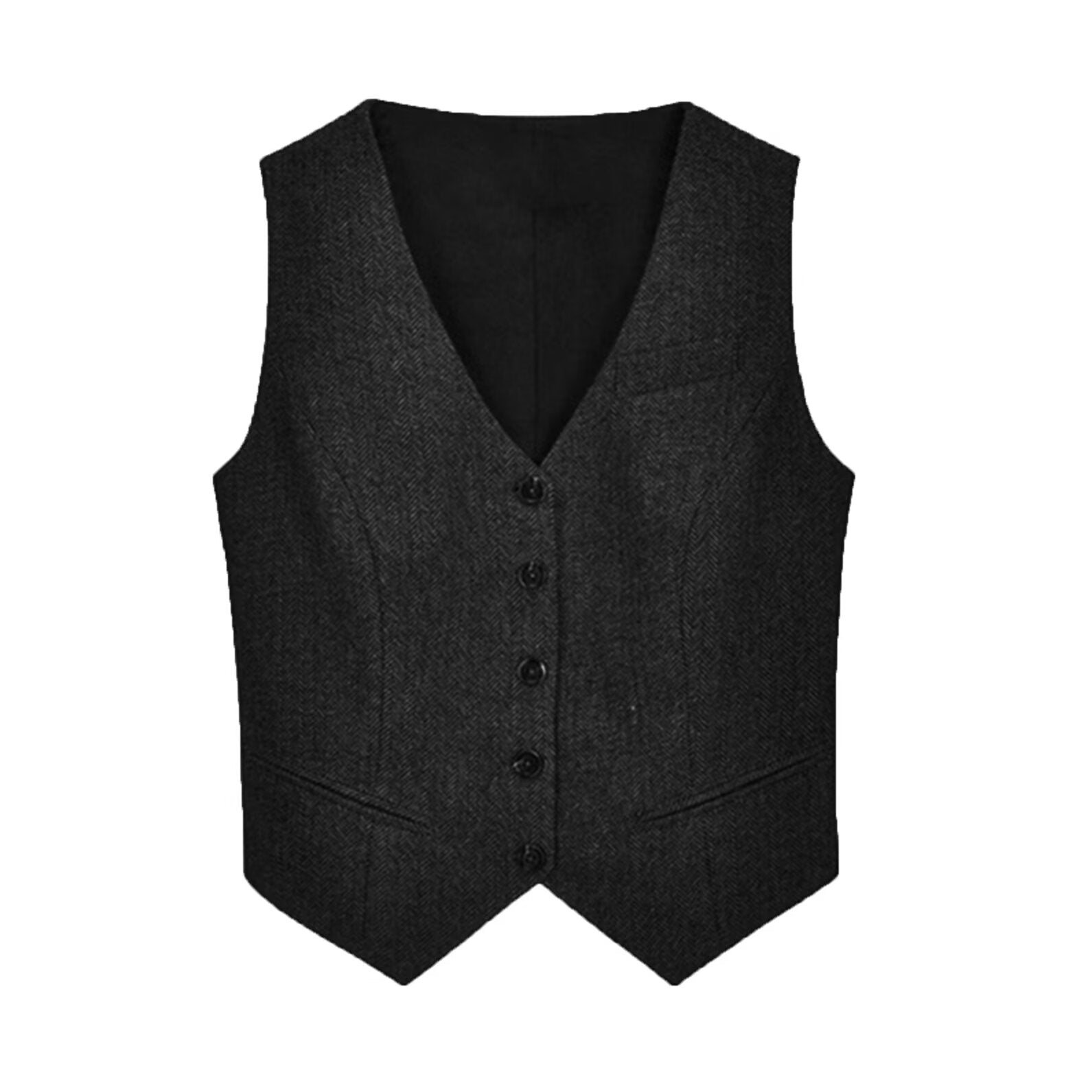 Women's black tweed vest 