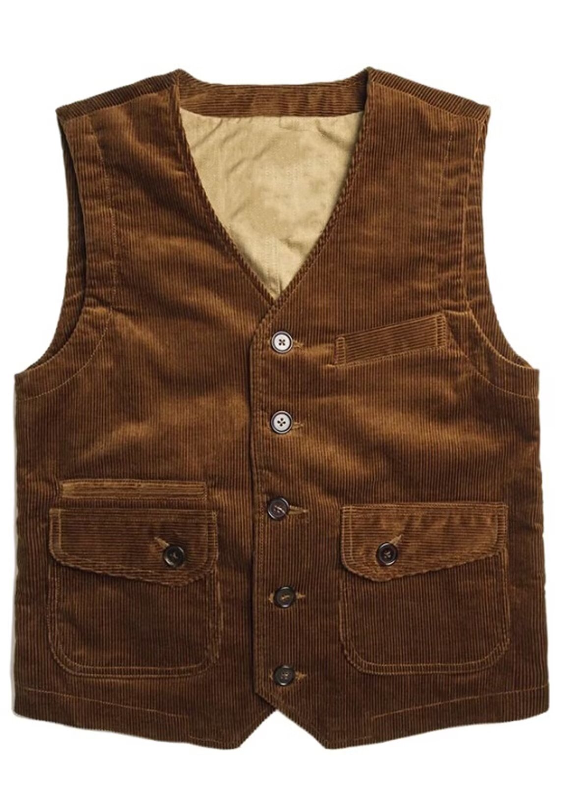 Men's khaki corduroy vest 